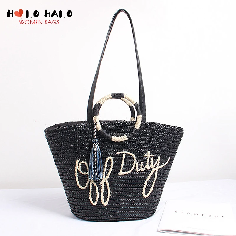 

Femal Summer Tassel Hand-woven Embroidery Handbags Bohemian Large Capacity Girls Bucket Beach Bags Women Straw Shoulder Bags