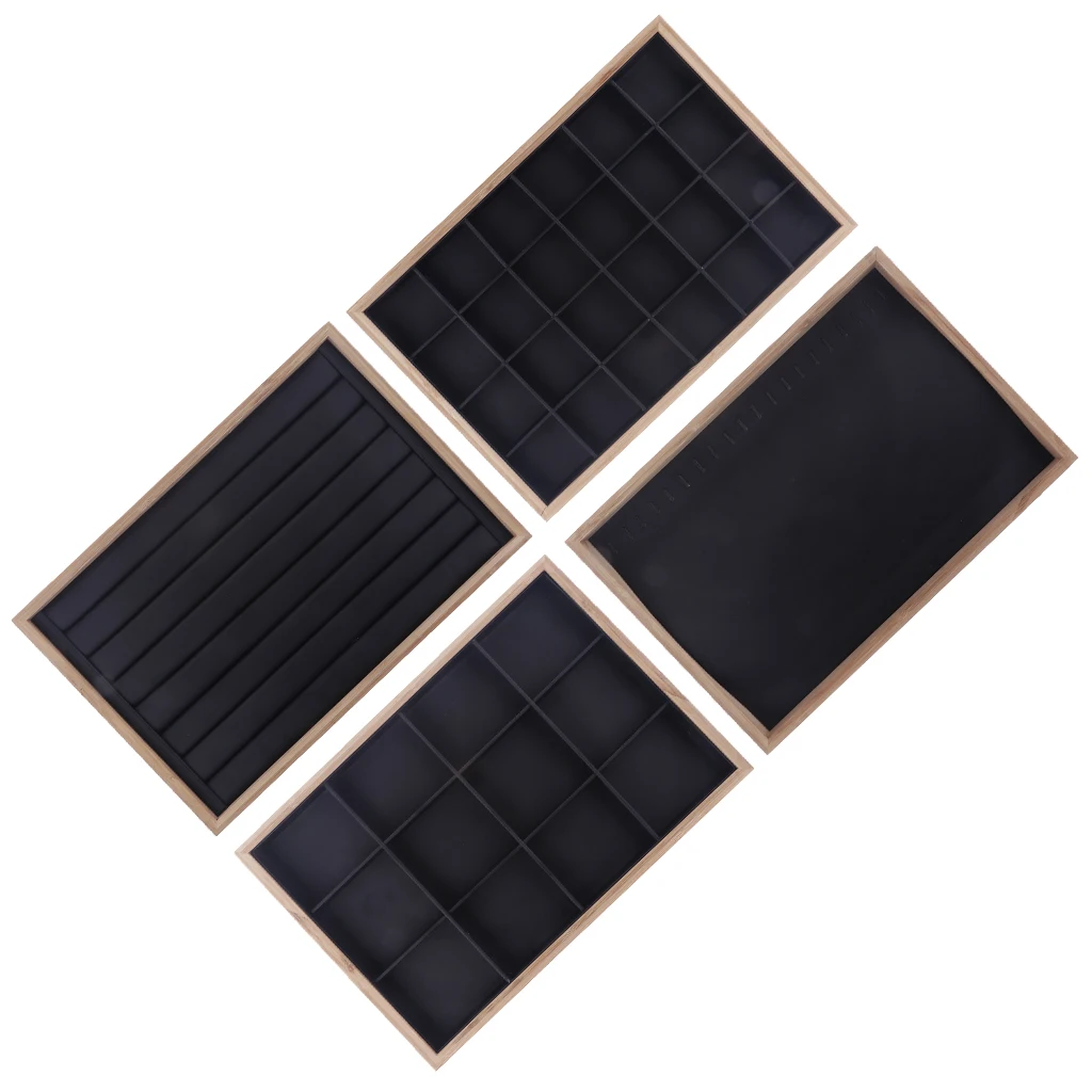 

Jewelry Organizer Display PU Leather Tray Necklace Ring Bracelet Show Box