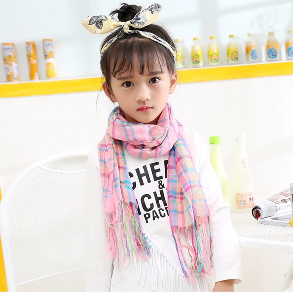 Новый модный клетчатый шарф для маленьких девочек розовый мягкий теплый из
