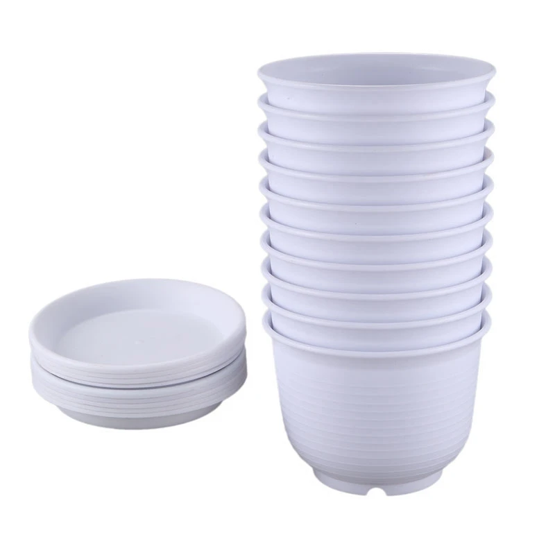 5 9 дюймов Пластиковые Горшки Для вазона чашка с блюдцем набор из 10 посевной