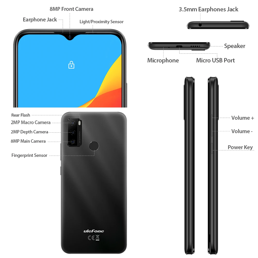 Ulefone Note 10(2021 новый) Android 11 смартфон 6 52 &quot2 ГБ + 32 Octa Core 4G мобильный телефон 5500 мАч с