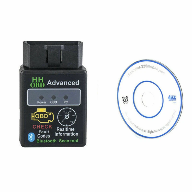 Черный V2.1 ELM327 HH OBD2 OBDII бензиновый авто Bluetooth Android Torque/PC диагностический инструмент для сканирования Интерфейс автомобильные аксессуары сканер - Цвет: Черный