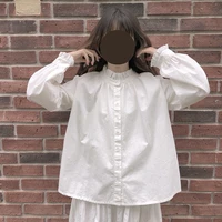 women new autumn blouses shirt longsleeve solid white lantern sleeves with lace collajapanese kawaii sweet and cutetop2021