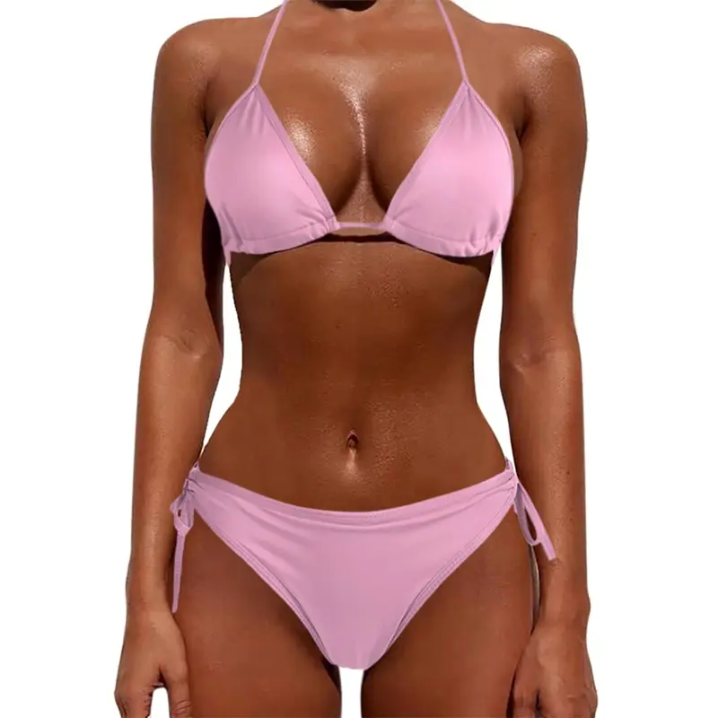 

Sexy Women Pure Color Swimwear 2021 New Summer Style Lady Bandage Bikini Set Push-Up Bra Bathing Suit Brazilian Biquini Swimsuit