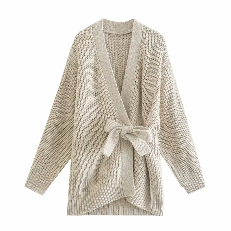 

Za Wrap Long Cardigan Women Sweater Oversize Knitted Cardigan Woman Sweater Autumn Winter Warm Chic Long Sleeve Knit Coat 2021