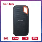 Портативный внешний жесткий диск SanDisk E61 1050 МБс. USB 3,2 Gen 2 HD 500 ГБ 2 ТБ