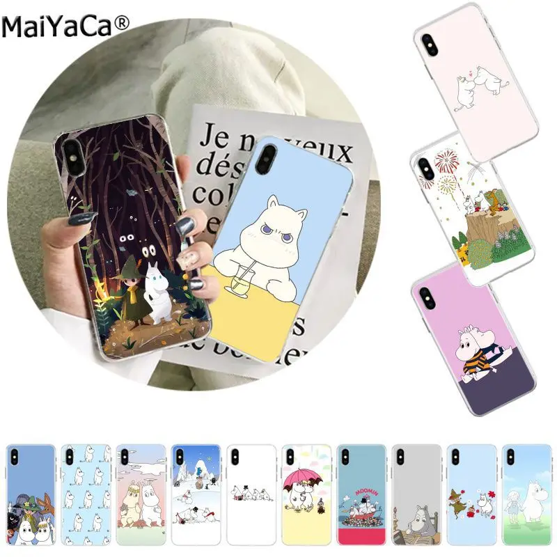 MaiYaCa Бегемот Муми-Тролль милый мультфильм животных черный чехол для телефона чехол для Apple iphone 11 pro 8 7 66S Plus X XS MAX 5S SE XR