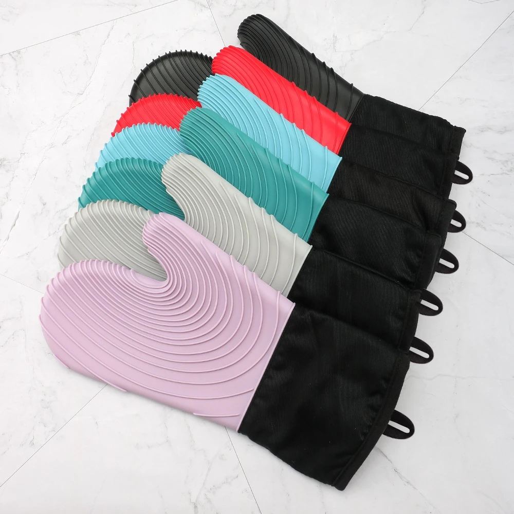 

Silicone Oven Mitts Extra Long Flexible Oven Gloves with Quilted Liner Non-Slip Heat Resistant Kitchen Cooking Gloves
