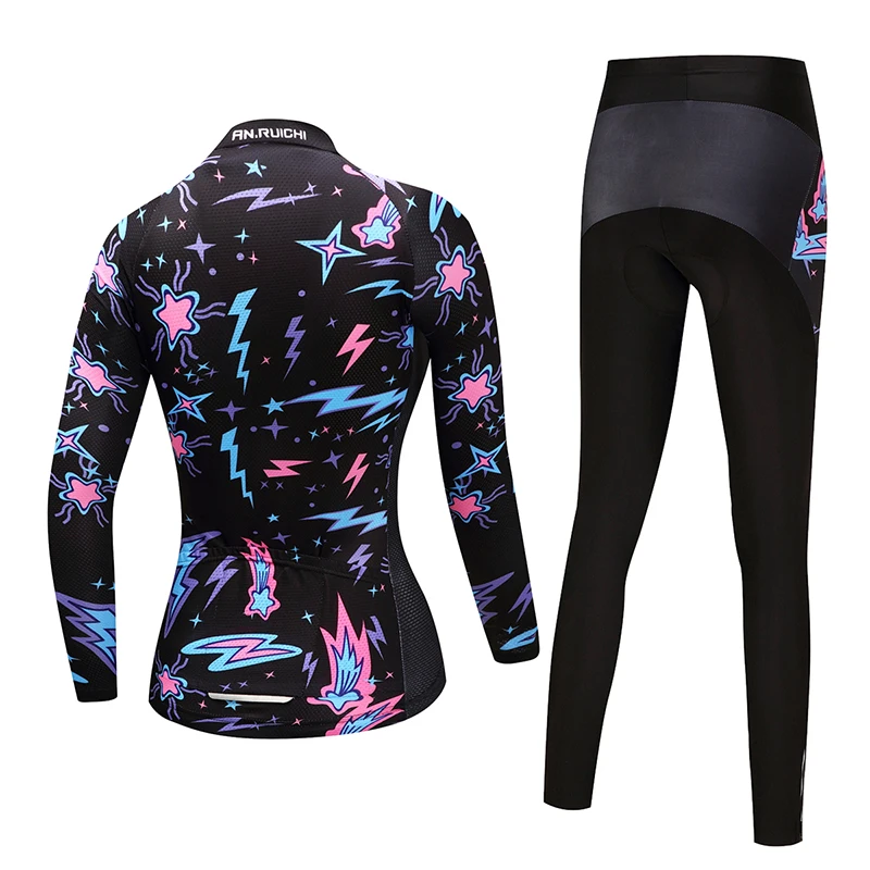 Женские велосипедные наборы с длинным рукавом быстросохнущие 3d-подушки принтом
