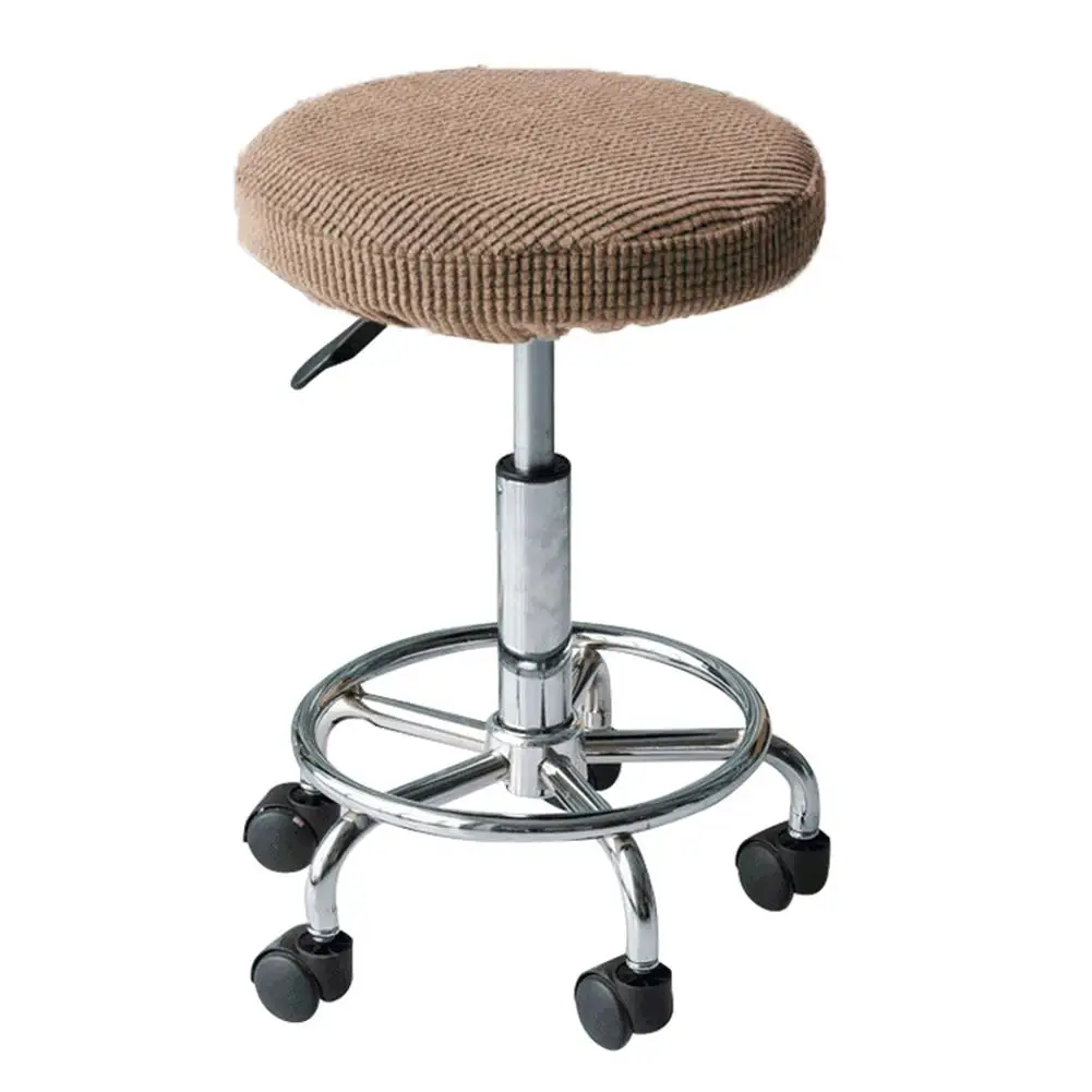 

12-15in Round Chair Cover Bar Stool Solid Color Nonslip Soft Stretch Round Chair Seat Cover Jacquard Chair Protector Chair Cover