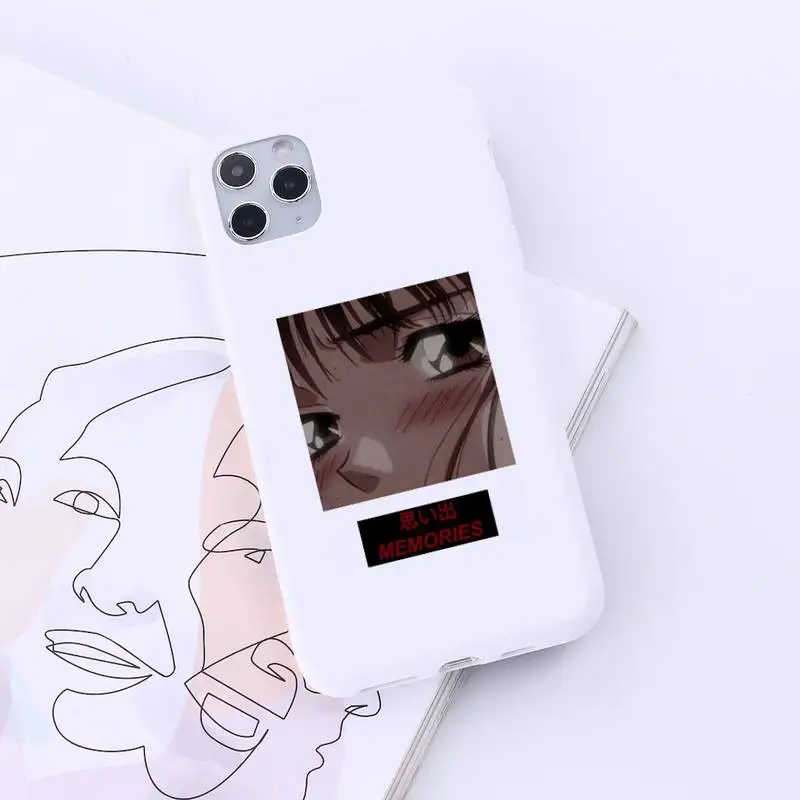 

Sad Japanese Anime Aesthetic Phone Case Candy Color for iPhone 6 7 8 11 12 s mini pro X XS XR MAX Plus