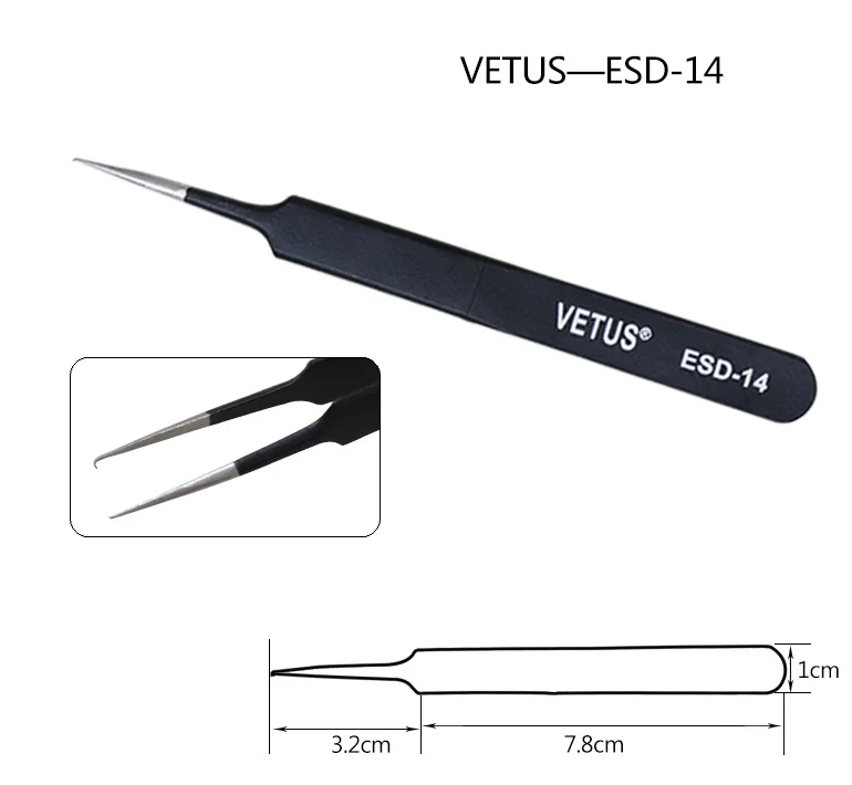 ESD 14 VETUS Пинцет для ресниц и бровей 3D/6D объем накладных ресниц для наращивания сверхтонких ресниц Пинцет для наращивания ресниц инструменты для макияжа глаз - Цвет: ESD 14