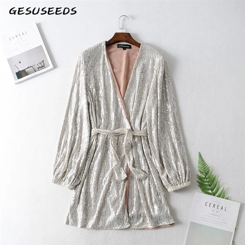 Женское платье с длинными рукавами элегантные вечерние платья блестками