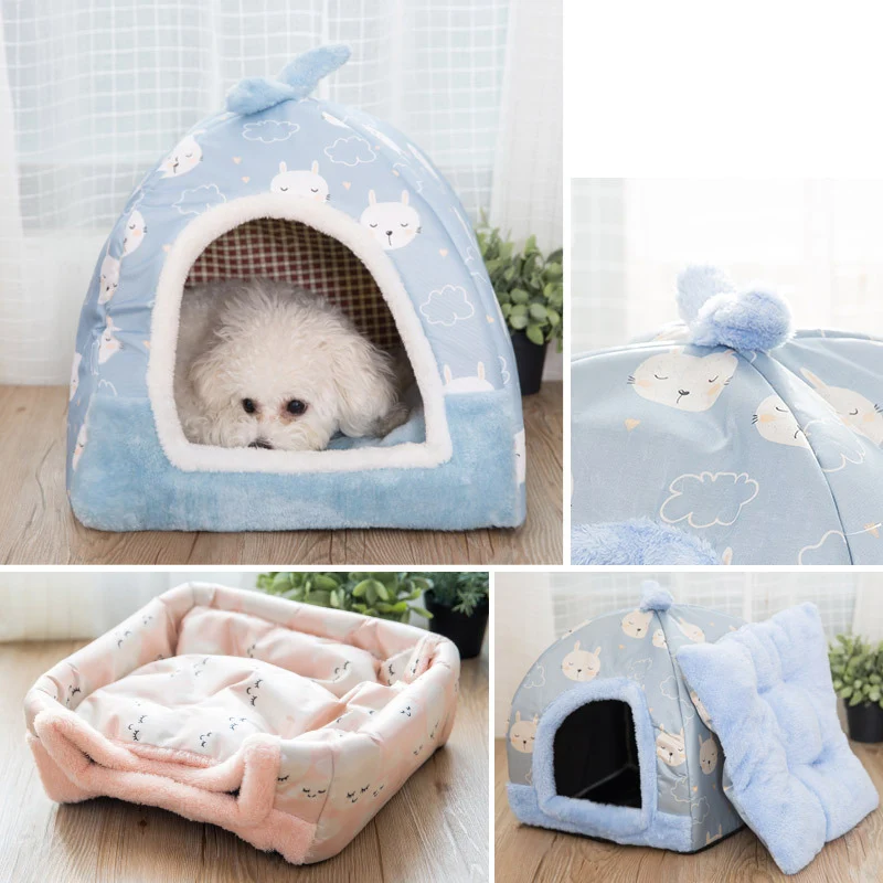 

Pet Cat Detachable Bed Puppy Bed Small Dog Hamster Cottage Four Seasons Universal Warm Hamster Solf Cage Sleep Accessories Stuff