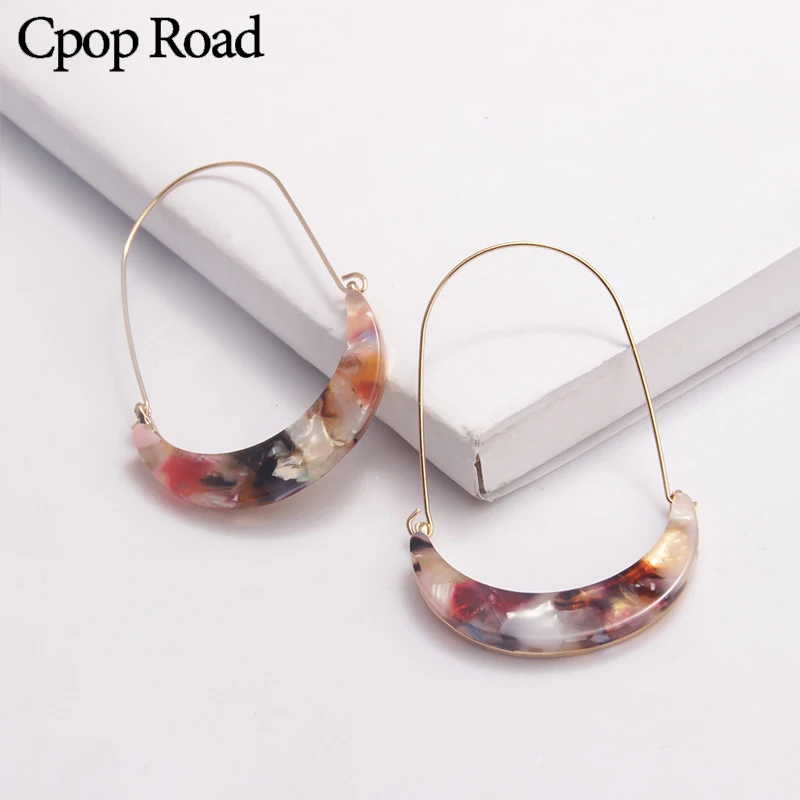 Модные леопардовые серьги Cpop в виде полумесяца для женщин акриловые висячие из