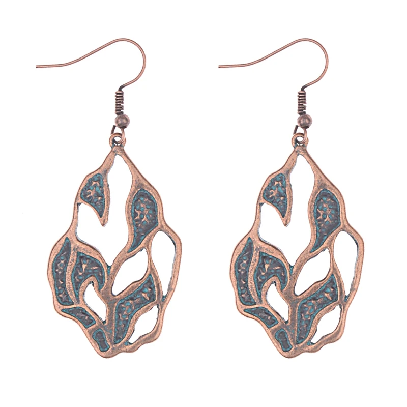 Amader винтажные серьги в богемном стиле бронзовые висячие с узором виде капли воды