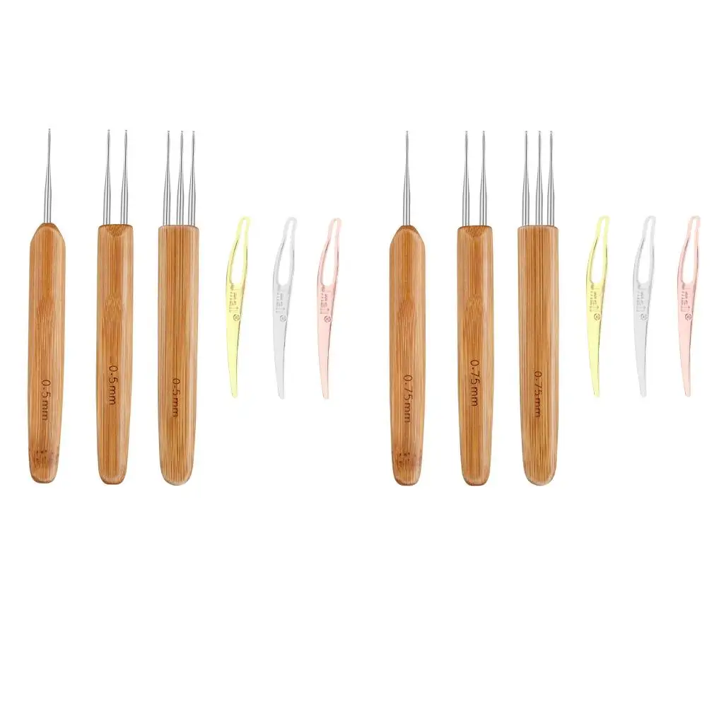 

3x вязание крючком микро крюк деревянная ручка волосы косы поддержания