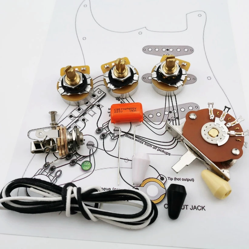 

Guitar Potentiometer CTS 250K Copper shaft Wiring Kit for-Stra CDE 716P .022 600V Orange Drop Cap +Welding line drawing