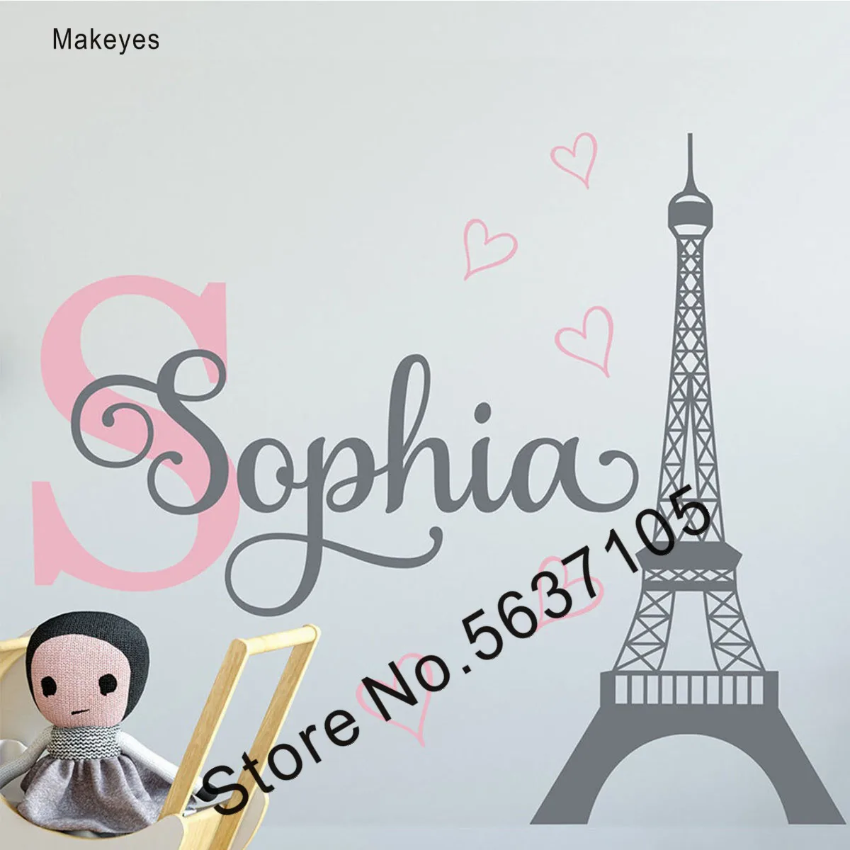 

Makeyes Custom Names Wall Sticker Girls Bedroom Decor Gift Wall Decals Vinyl Art Design Personalized Baby Name Wall Murals Q446