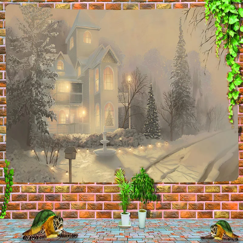 

Christmas theme background tapestry wall hanging Christmas stocking gift decoration Christmas party photo background cheap large
