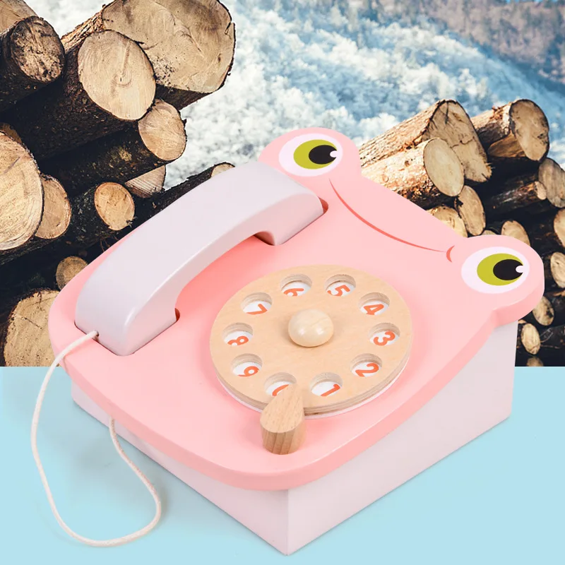 

Деревянная имитация игрового домика розовая мультяшная лягушка телефон для детского сада обучающая игрушка для родителей и детей раннего ...