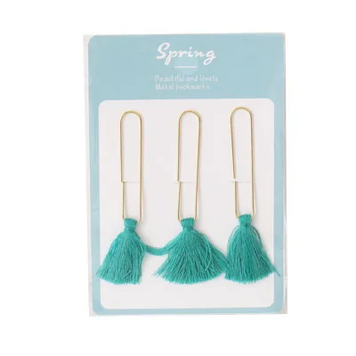 TUTU new creative cute tassel metal memo paper Golden clips set index bookmark for books office school stationery supplies H0320 - Цвет: Зеленый