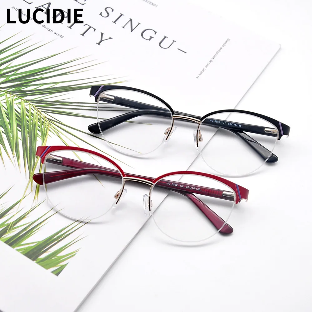 Женские очки кошачий глаз Lucide Модные оптические в металлической оправе по