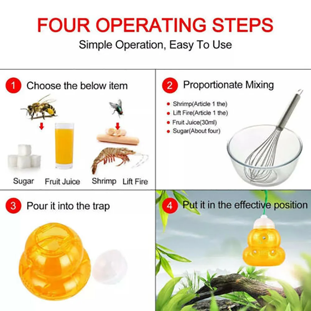 

Insect Wasp Catcher Bug Hanging Bee Catcher 13.5*15cm Yellow 1pc Reusable