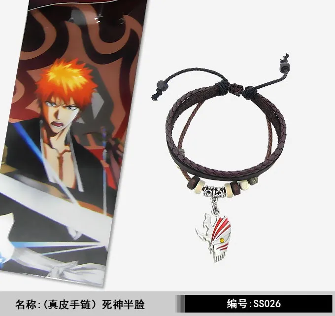 Аниме отбеливающий кожаный браслет Косплей аксессуары для мужчин и женщин