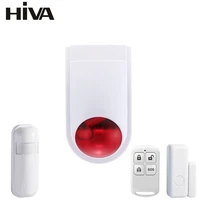 mini wireless 433mhz siren indoor outdoor use flashing alarm sensor for home security alarm system connect with remote control