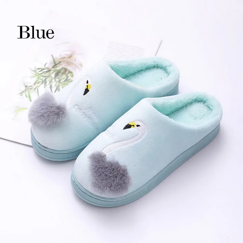 Blue 2 SHUJIN/женские зимние домашние тапочки; обувь с рисунком кота; Нескользящие мягкие зимние теплые домашние тапочки; домашние тапочки для влюбленных пар - Цвет: Blue 2