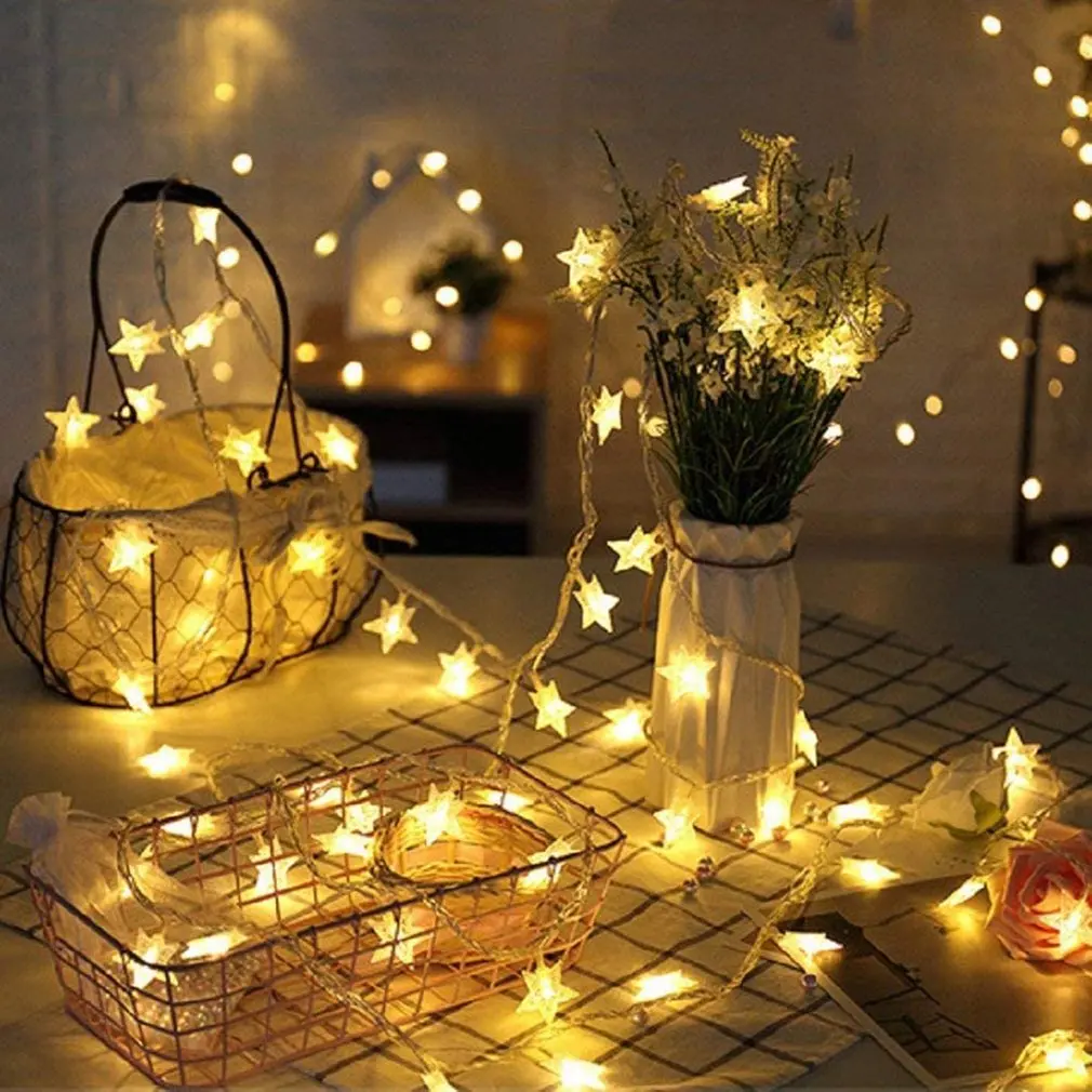 

New 2021 Fairy Lights Battery Powered Stars String Lights 5M 50 LED Battery Operated Decorative Lighting For Christmas Birthday