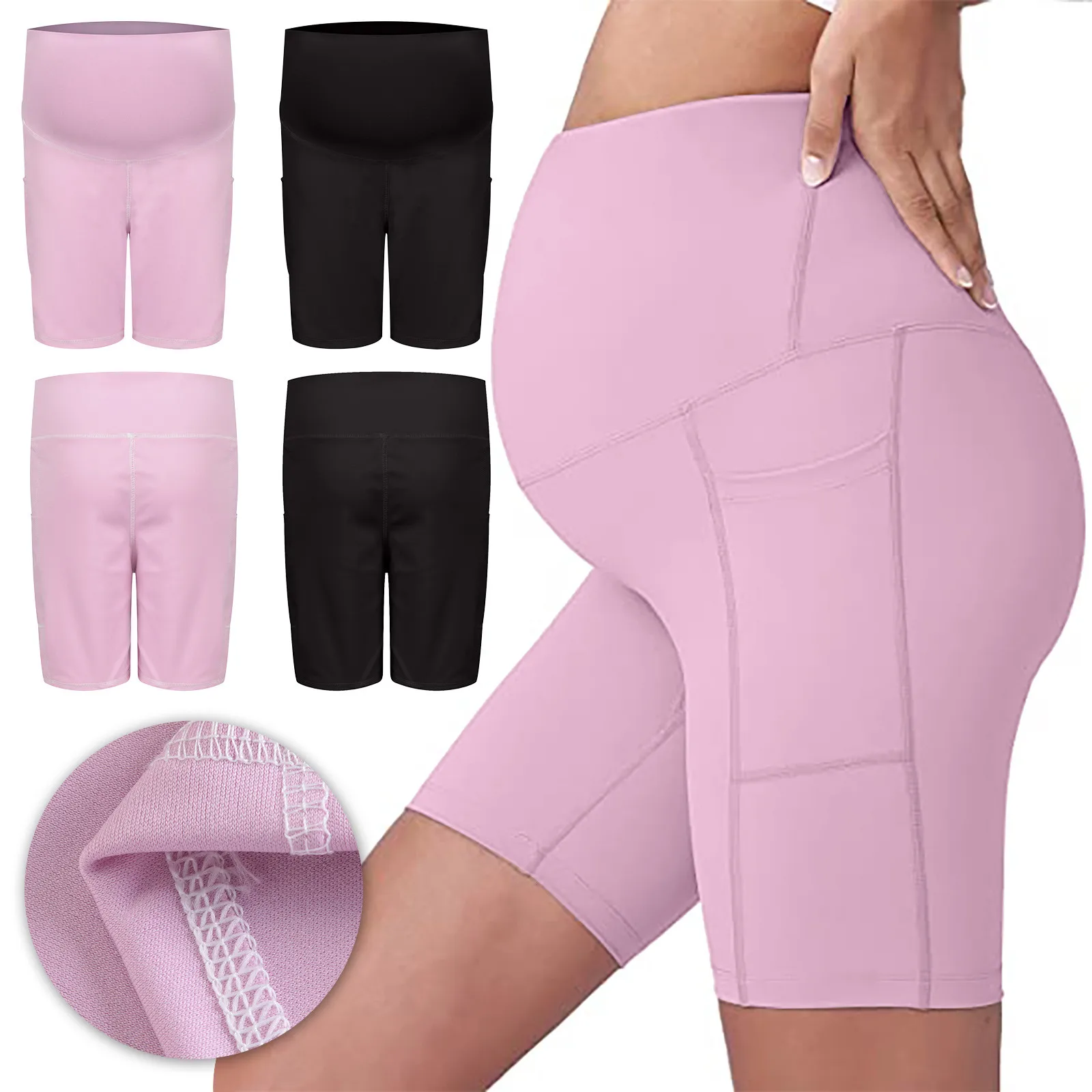 

Maternity Women Pregnant woman Elasticity High Waisted Solid Elastic Yoga Workout Sport Gym Shorts Soft Woman Clothes E2