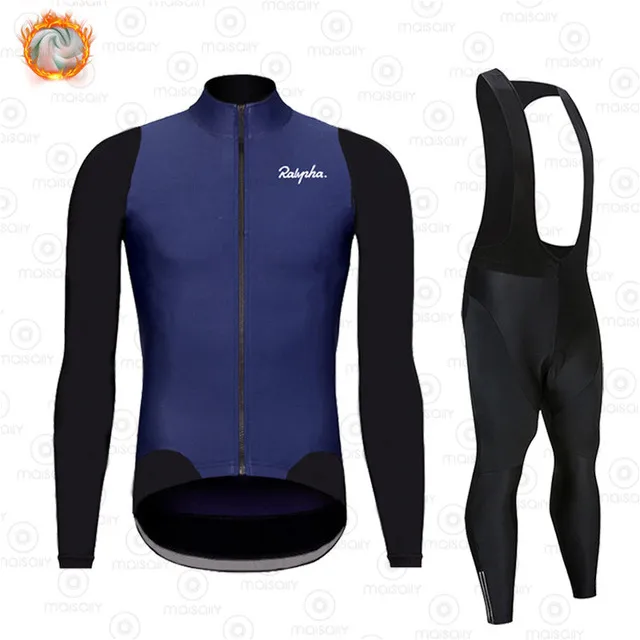 

2021 New Ralvpha Cycling Jersey Winter Thermal Fleece Long Sleeve Roupa Ciclismo Outdoor Riding Winter Pants Cycling Set