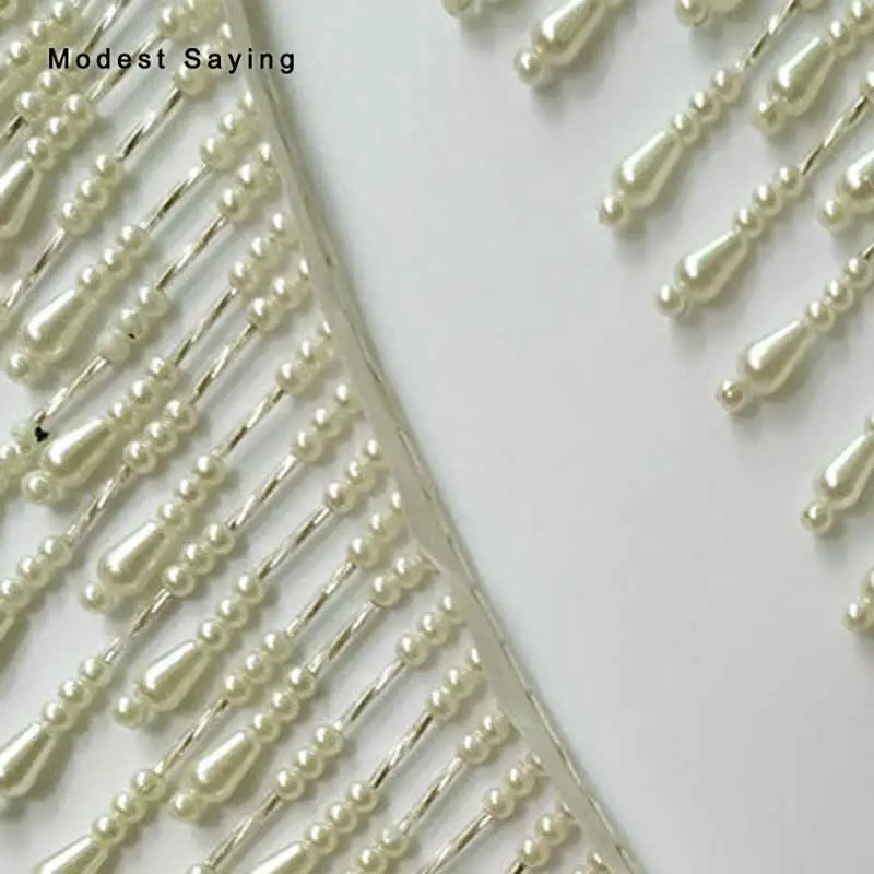 5 ярдов слоновой кости 7 см бахрома обрезанная лента шитье жемчуг отделочная