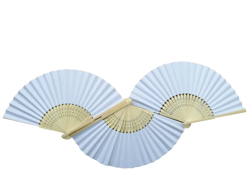 

DIY Hand Paper Fans Pocket Folding Bamboo Fan Wedding Party Favor 100 pcs