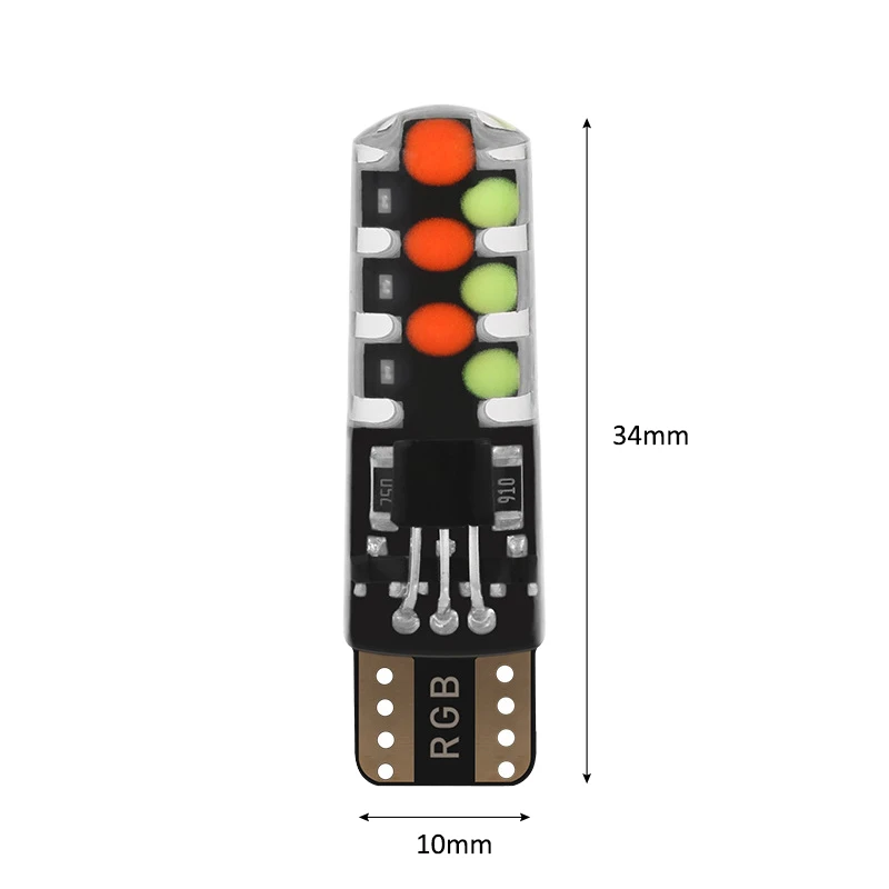 2pcsT10 w5w RGB светодиодная лампа 12SMD COB Canbus 194168 автомобиль с пультом дистанционного