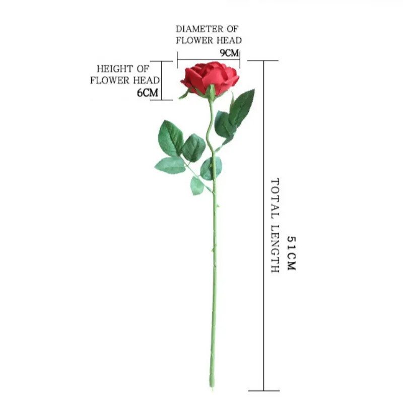 

51CM Artificial Branches Fake Flower Silk Forever Rose for Home Wedding Spring Decoration Wreath Luxury Home Decor Centerpiece