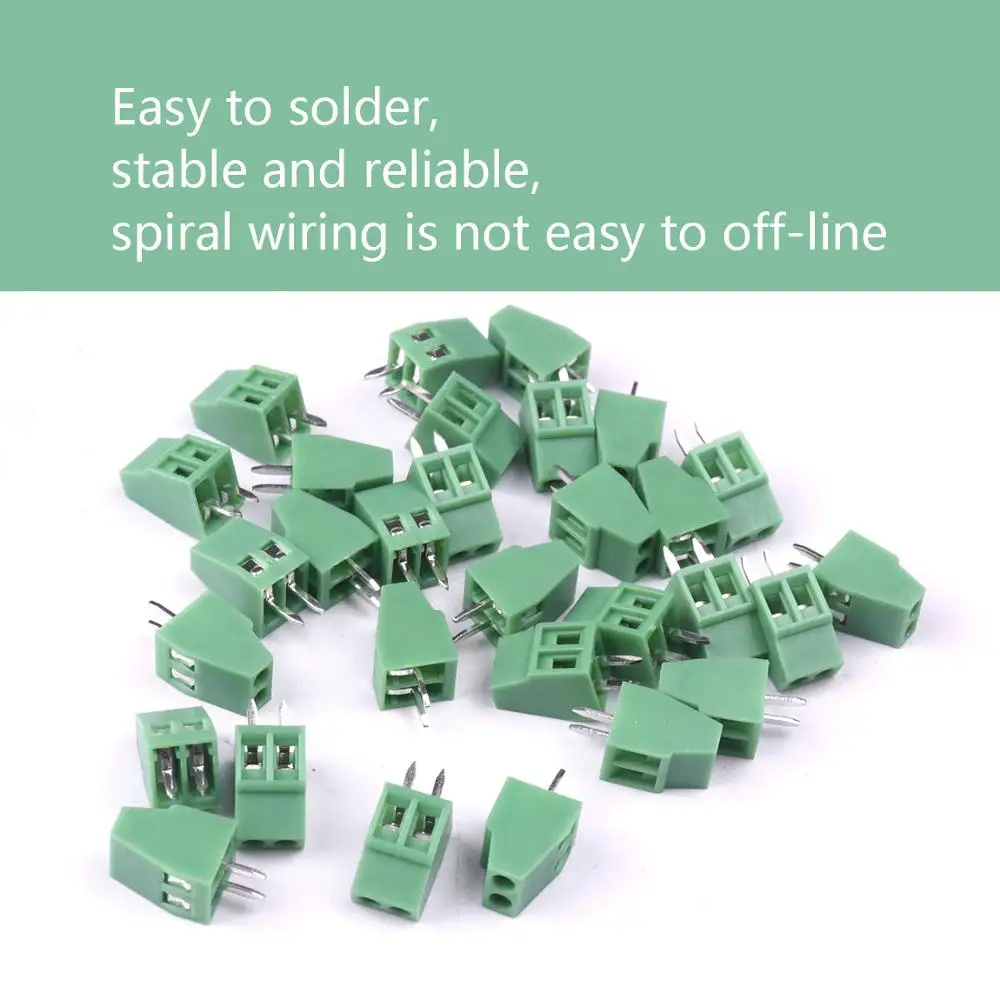 30 шт./лот 2Pin шаг 2 54 мм прямой контакт 2P винт PCB клеммный блок разъем 150 в 6A 28 16AWG