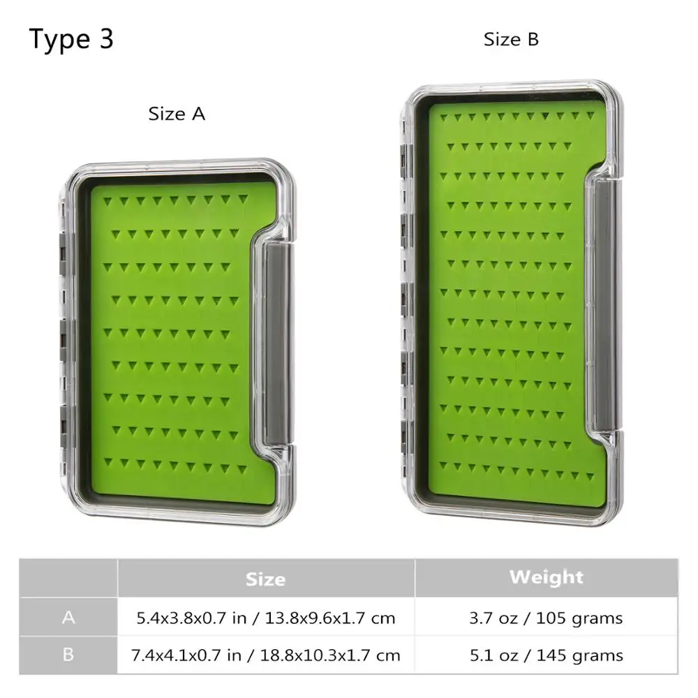 Bassdash Waterproof Fly Box Single Sided Fishing Flies Storage With Foam/Silicone Slits Insert