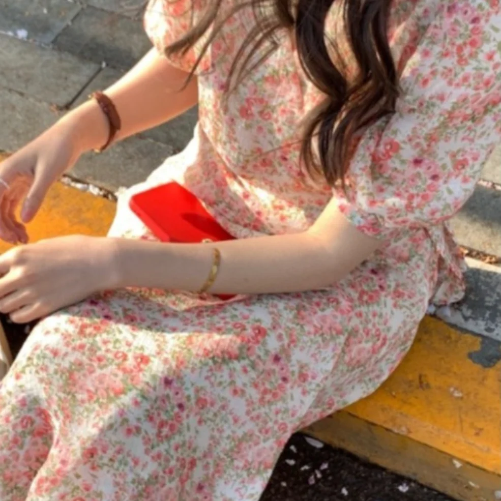 

2021 Summer New Women's French Chiffon Small Dress Short Sleeve Temperament Tea Break Gradient Temperament All-match Skirt