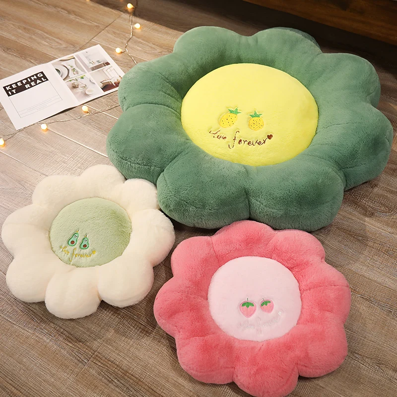 

45/65/85cm Cute Petal-shaped Cushion Plush Toys Stuffed Soft Fruit Strawberry Avocado Plush Pillow Indoor Carpet Sofa Butt Pad