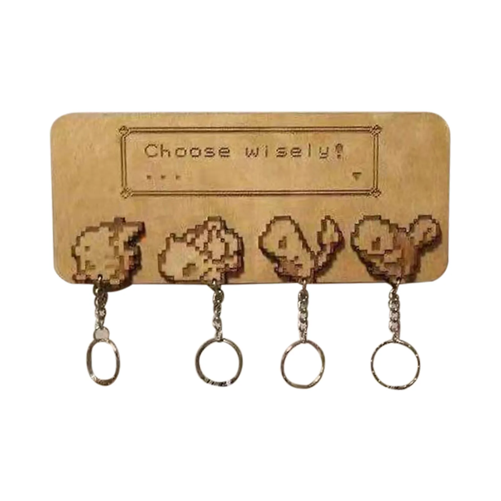 

Wooden Craft Key Ring Set Cartoon Wall Hanging Keychain Decor realistic