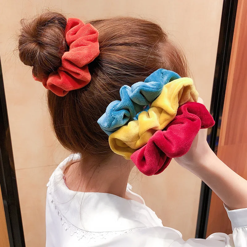 

12Colors Korea Velvet Hair Scrunchie Elastic Stirnband Samt Hair Bands Solid Headwear Ponytail Holder Hair Accessories 053