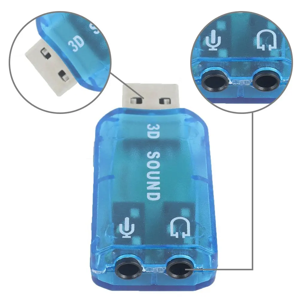 

Портативная компактная 3D аудиокарта USB 1,1 Адаптер для микрофона/динамика 7,1 CH объемный звук для ПК компьютера ноутбука