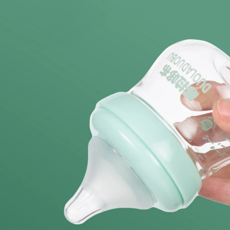 

Newborn Baby Crystal Diamond Glass Bottle Wide Mouth Cute Cartoon Crown Bottle 90ML