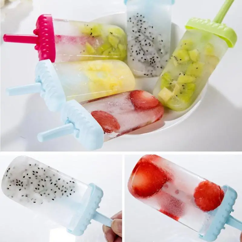 

6pcs/set DIY Ice Lolly Cream Molds Ice Tray Rectangle Shaped Ice Cream Molds Tray Stick Ice 0Cream Makers Mold Ship Fast delivey
