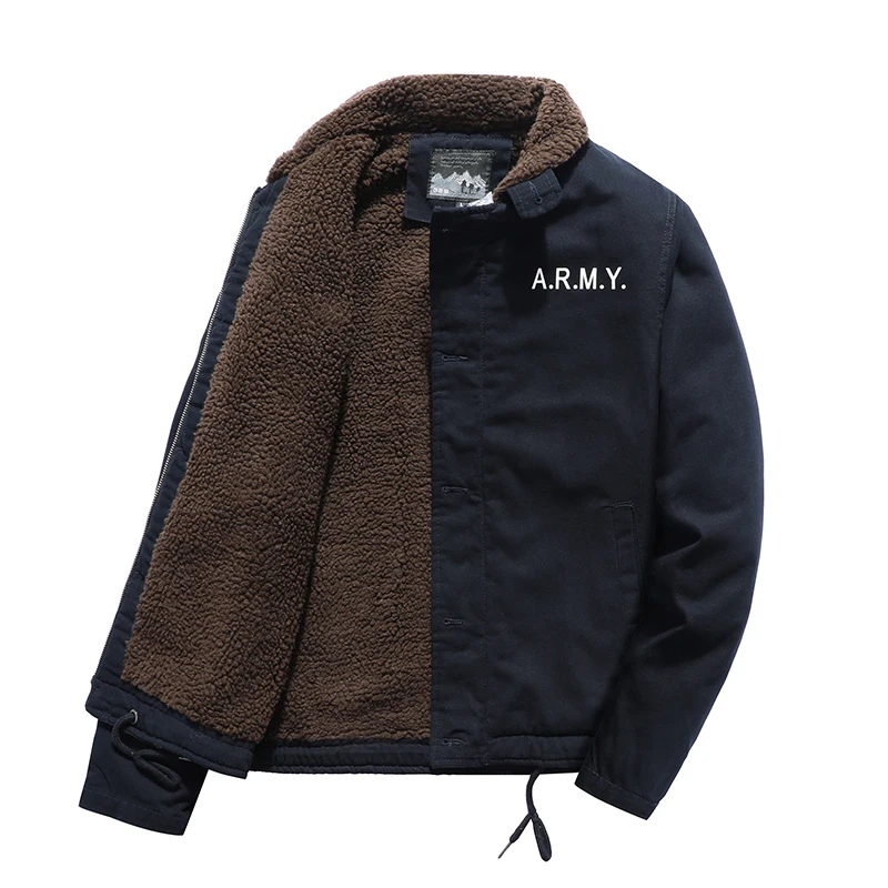 Winter Men's Warm Washed Cotton Jackets Fashion Man Thermal Cotton Coats Casual Outwear Fur Collar Jackets Mens Fleece Clothing