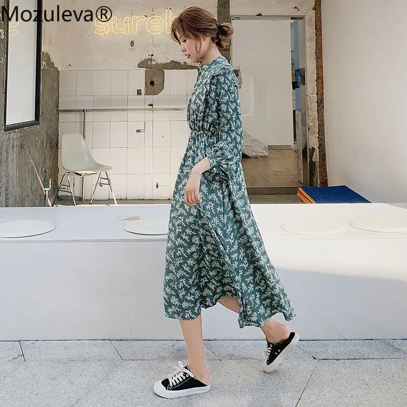 Женское шифоновое платье с оборками Mozuleva элегантное миди длинным рукавом и