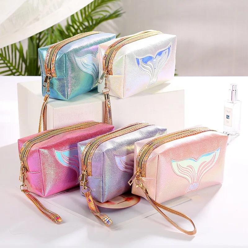 

Girl Makeup Bag Colorful Mermaid Tail Cosmetic Bag Organizer Make Up Case Beauty Pouch Lipstick Bag PU Beautician Toiletry Bags